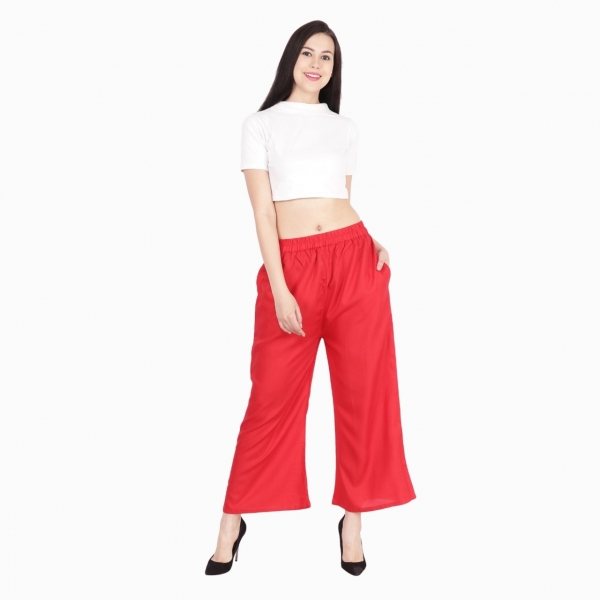 Red Rayon Palazzo Pant